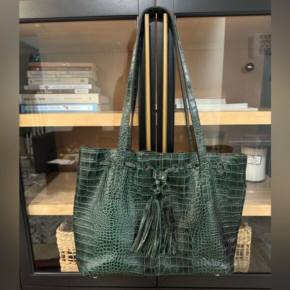 Patricia Nash 10th Anniversary Limited Edition Vintage Green Croc Leather Bag - Picture 12 of 16